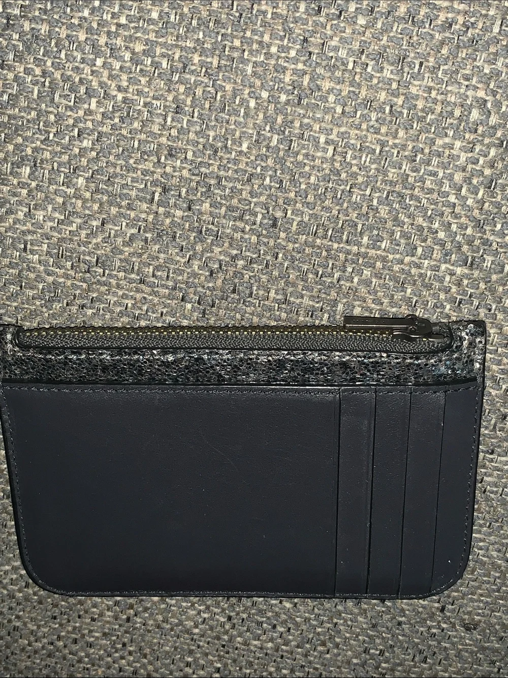 Coach Silver Glitter Slim 5 Slot zippered Card & Key Holder
